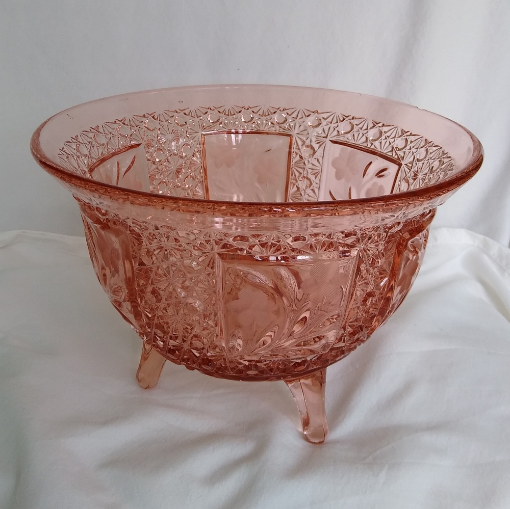 Pink Cut Glass Bowl